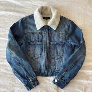 90’s Y2K April Jeans Sherpa Lined Cropped Denim Jacket